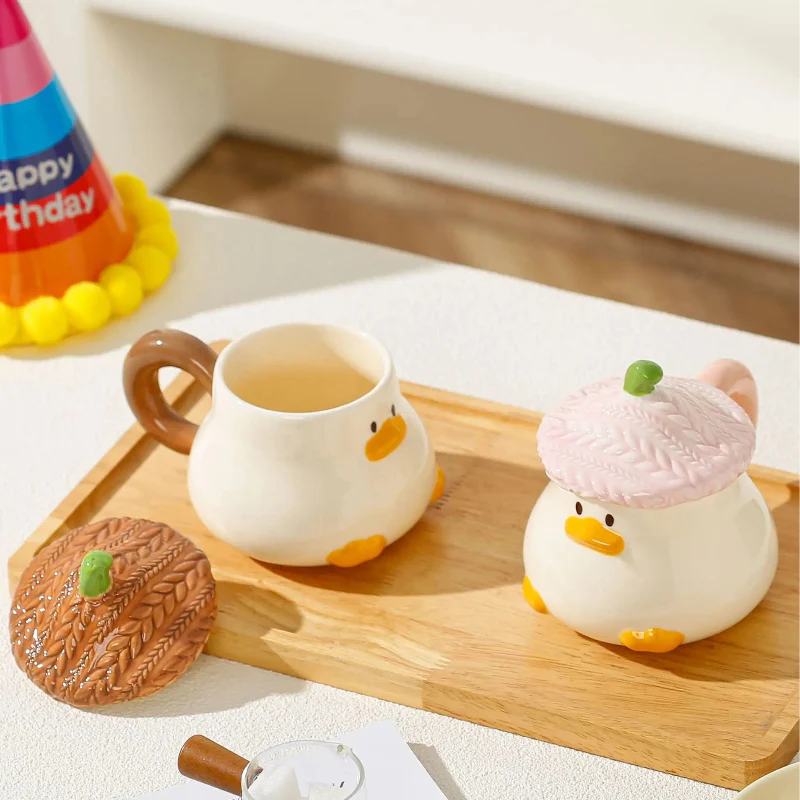 Tasse canard Kawaii avec couvercle