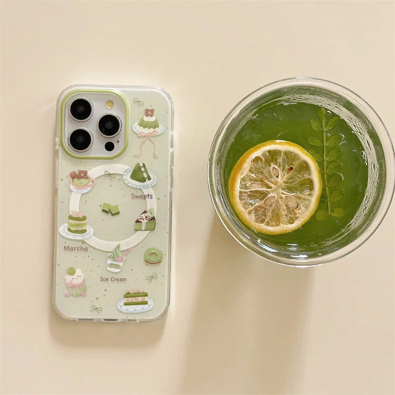 Support de téléphone gâteau matcha kawaii