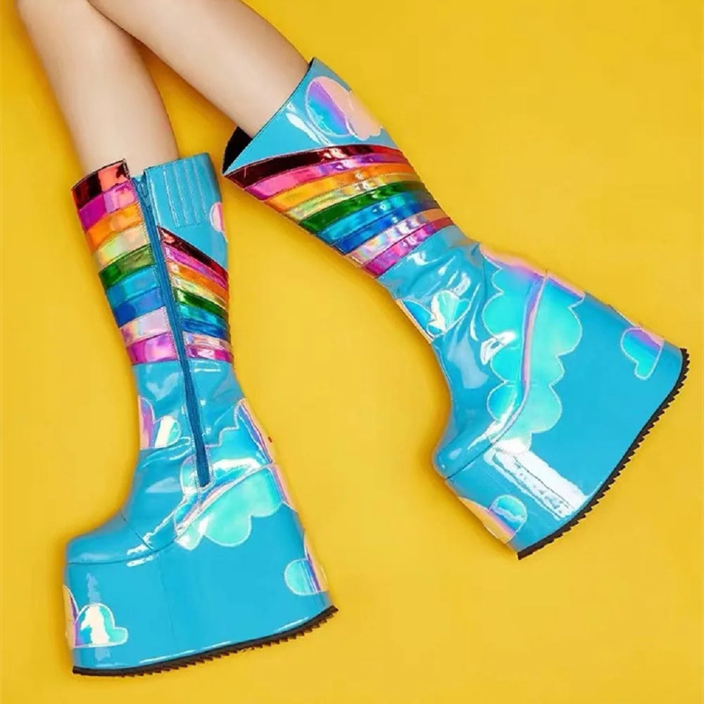 Bottes à plateforme Rainbow Clouds