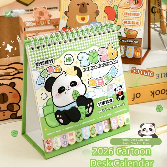 Kawaii Panda 2026 Desk Calendar