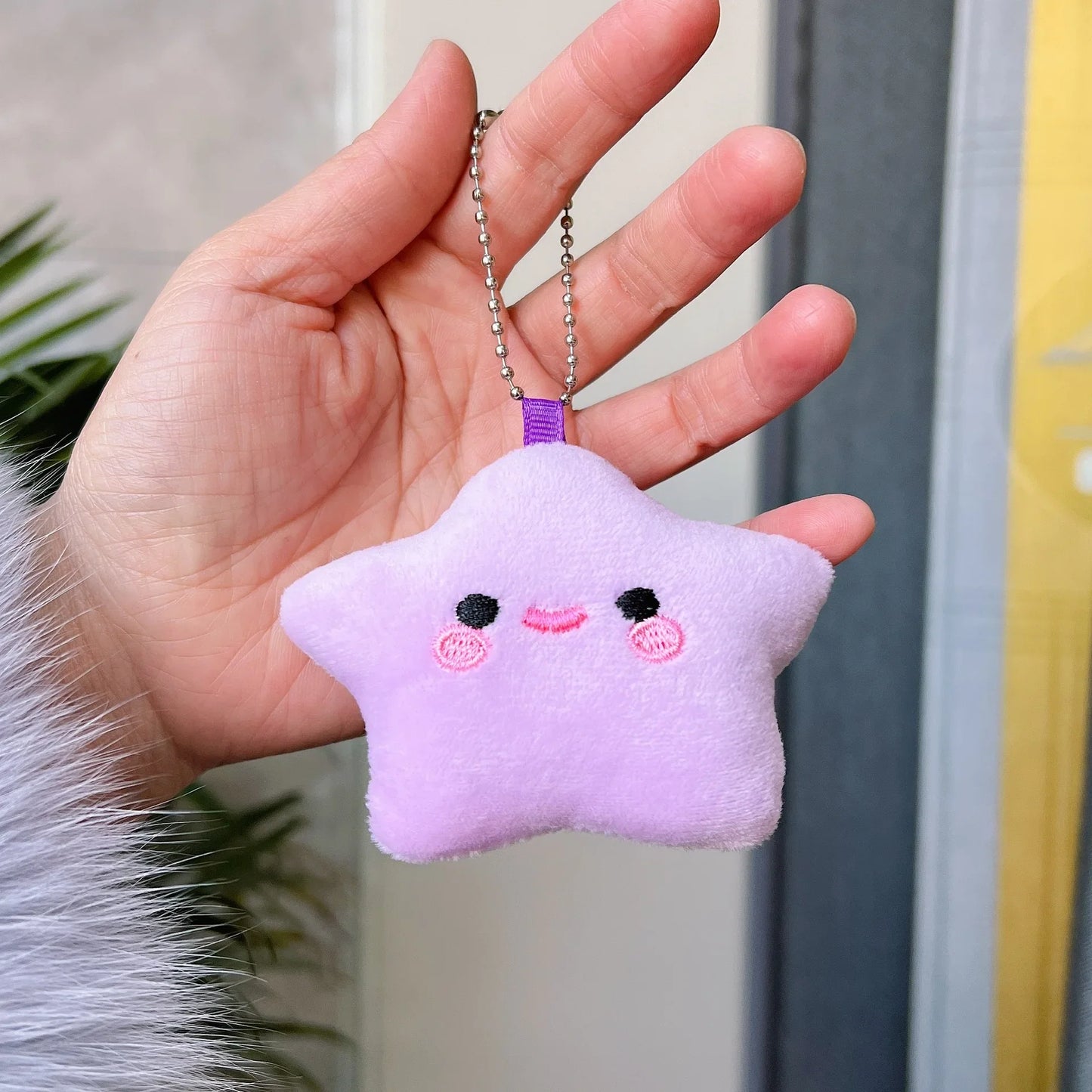 Porte-clés pendentif en peluche étoile kawaii
