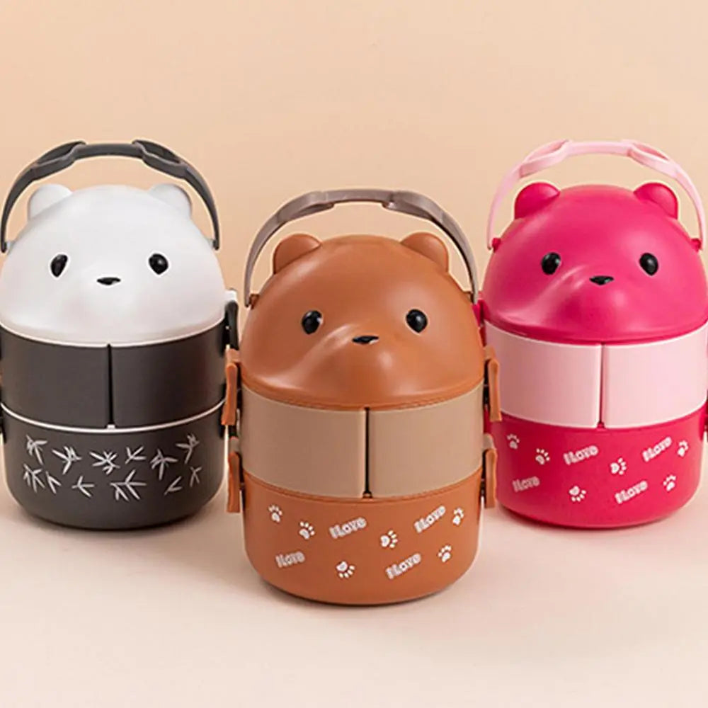Caja bento apilable con forma de oso