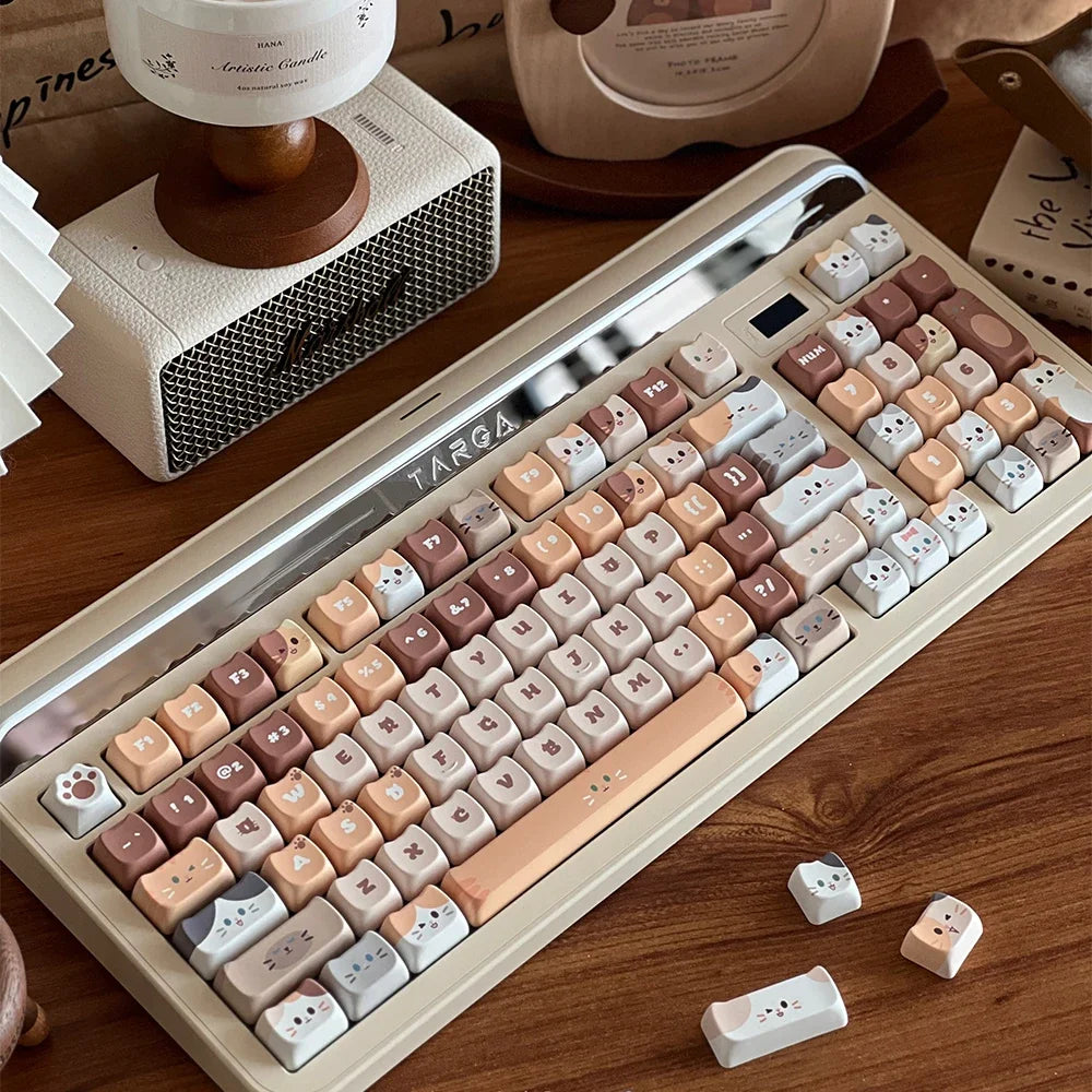 Juego de teclas de teclado con diseño de gato kawaii