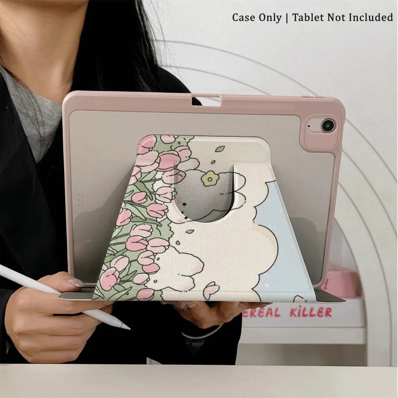 Kawaii Tulips & Bunnies Tablet Case