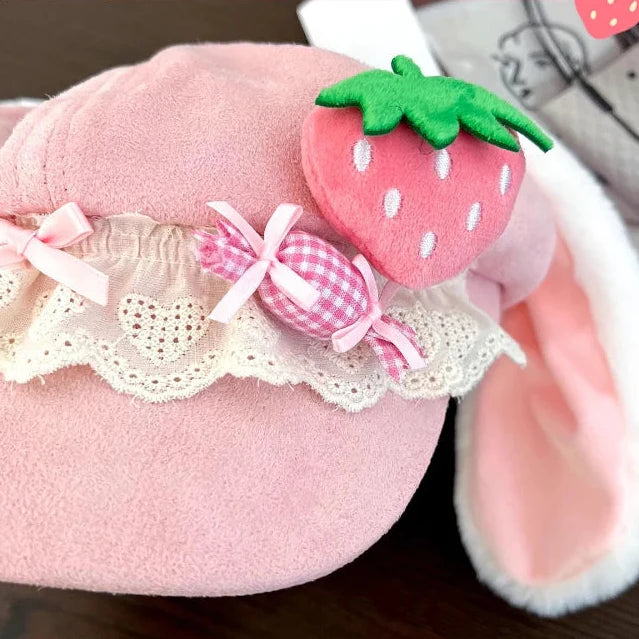 Kawaii Strawberry Bunny Hat