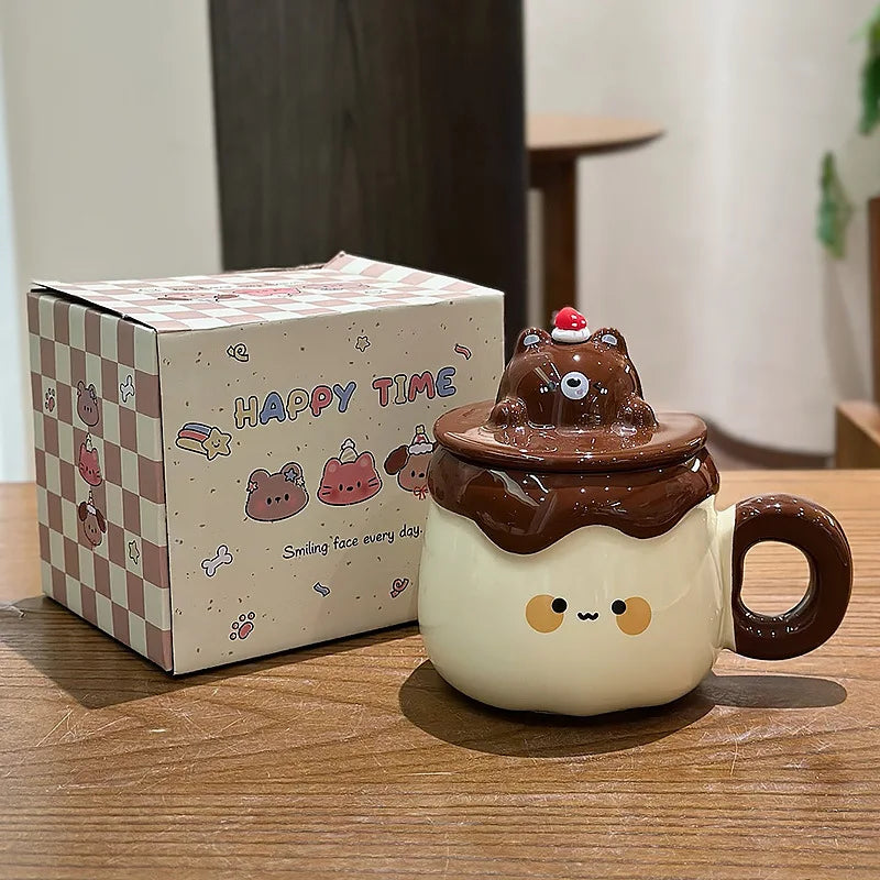 Mugs en céramique "Pudding Animaux Kawaii"