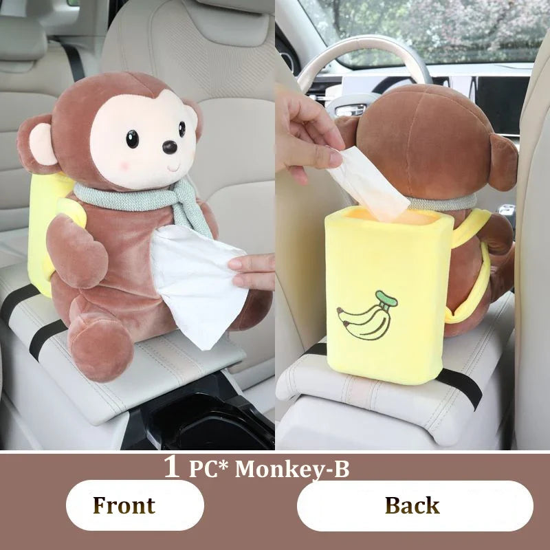 Boîte à mouchoirs et poubelle en peluche pour voiture