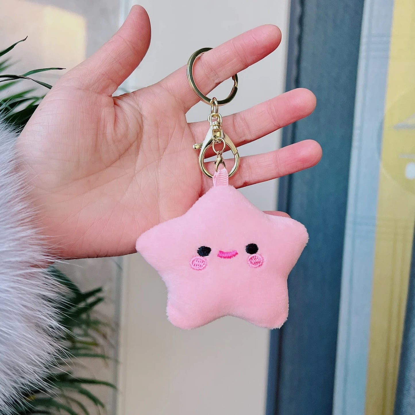 Porte-clés pendentif en peluche étoile kawaii