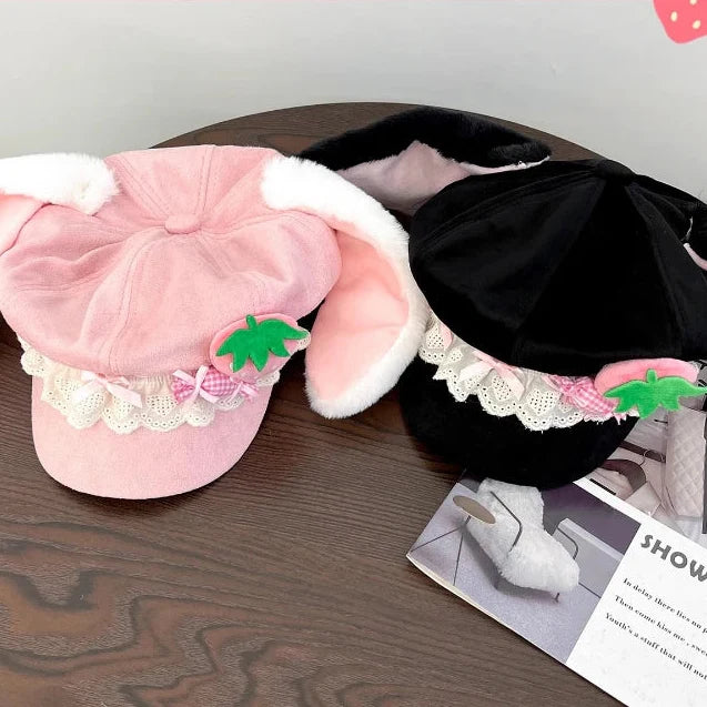 Kawaii Strawberry Bunny Hat