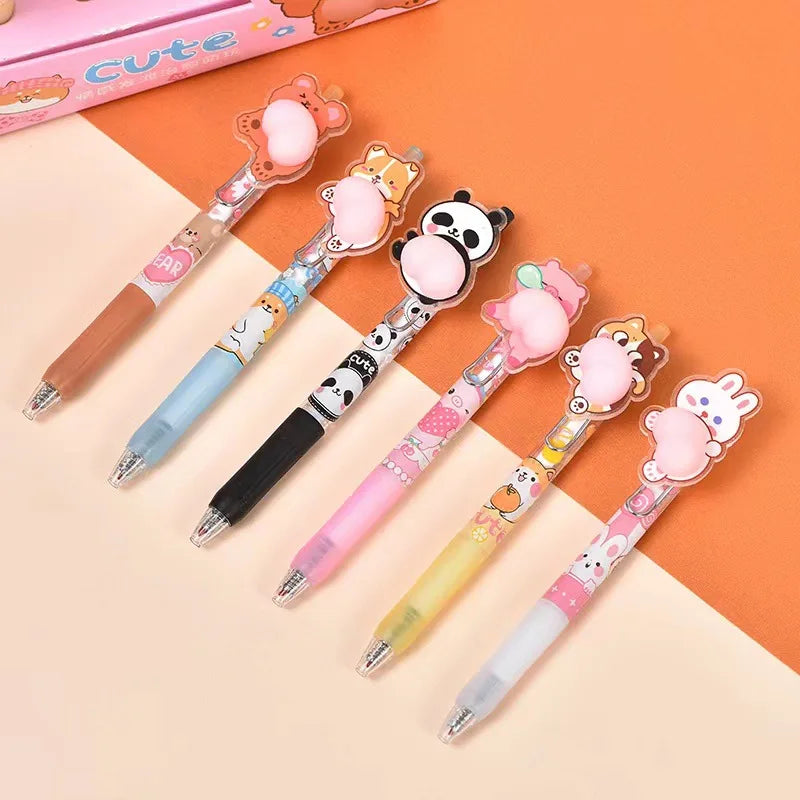 Bolígrafos de gel con forma de botín suave de animales kawaii
