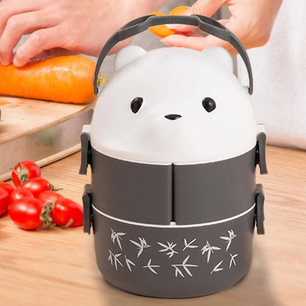 Caja bento apilable con forma de oso