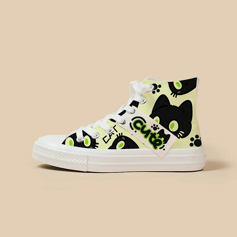 Adorable Black Cute Kitty Sneakers