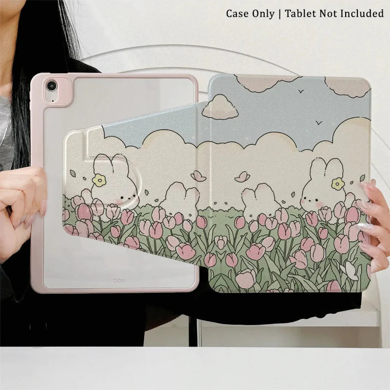 Kawaii Tulips & Bunnies Tablet Case