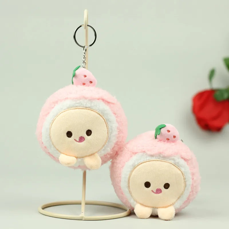 Porte-clés en peluche Dessert aux fraises