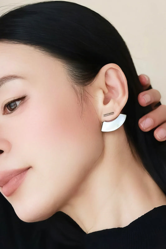 Minimalist Curved Stud Earrings - Unisex Design