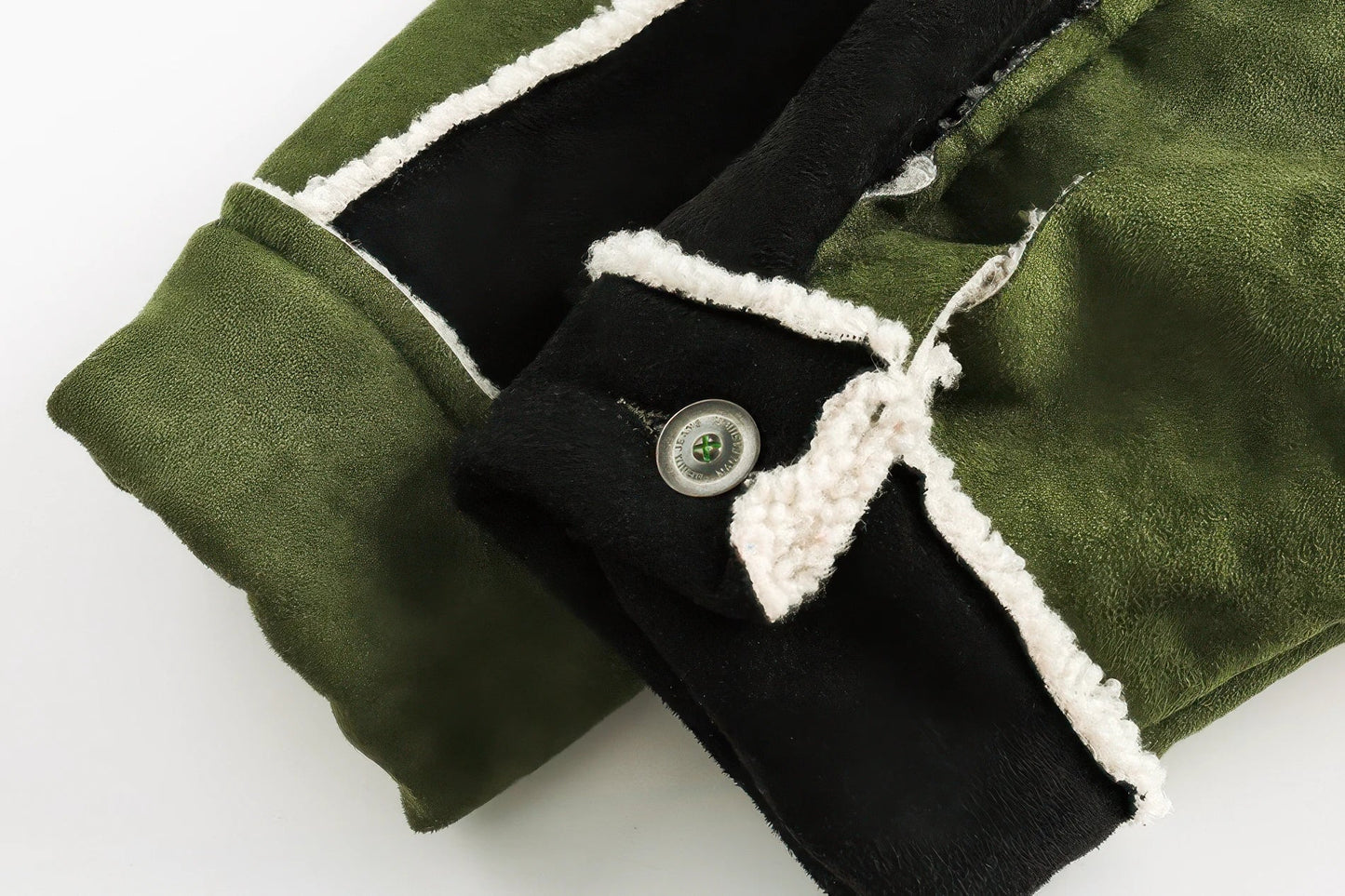 Unisex Floral Embroidery Sherpa Jacket - Color-Blocked Cotton