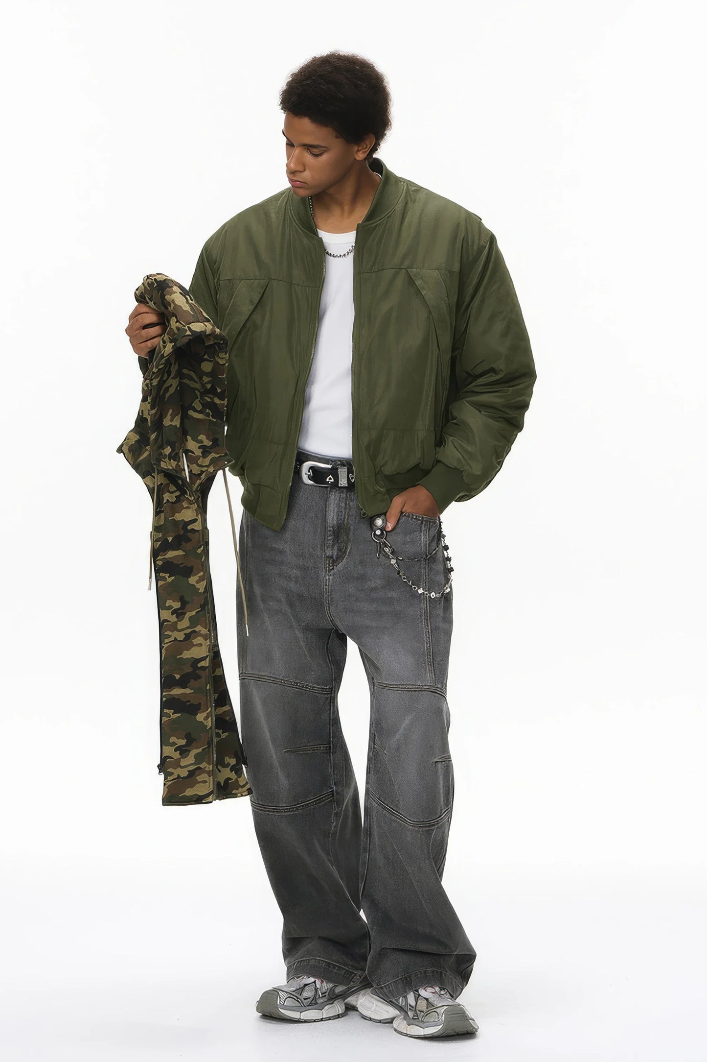Unisex Detachable Layered Baseball Hoodie Jacket