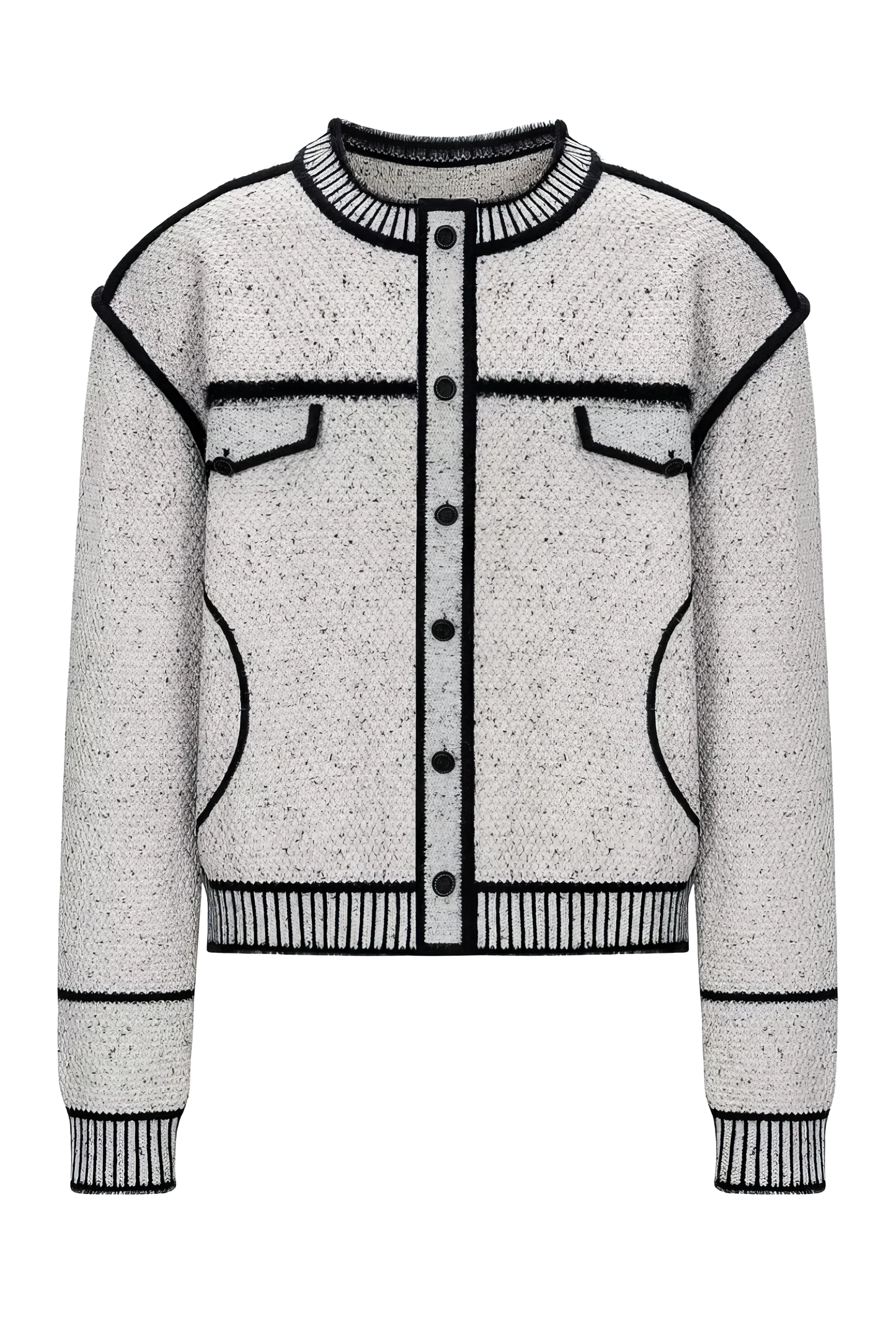 Knitted Sweater Jacket with Mark Pen Design