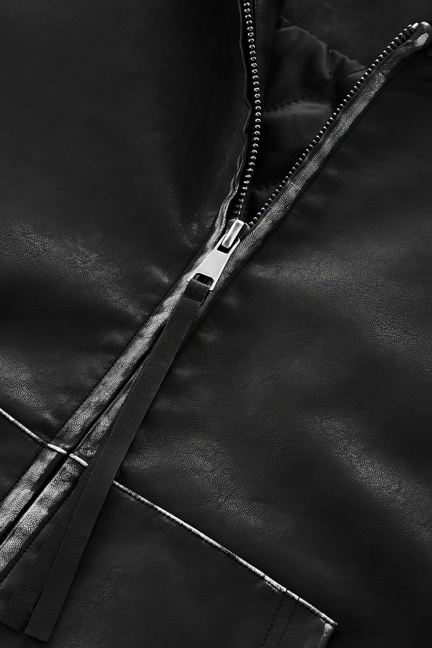 Washed Leather Hooded Jacket - Vintage American Street Style