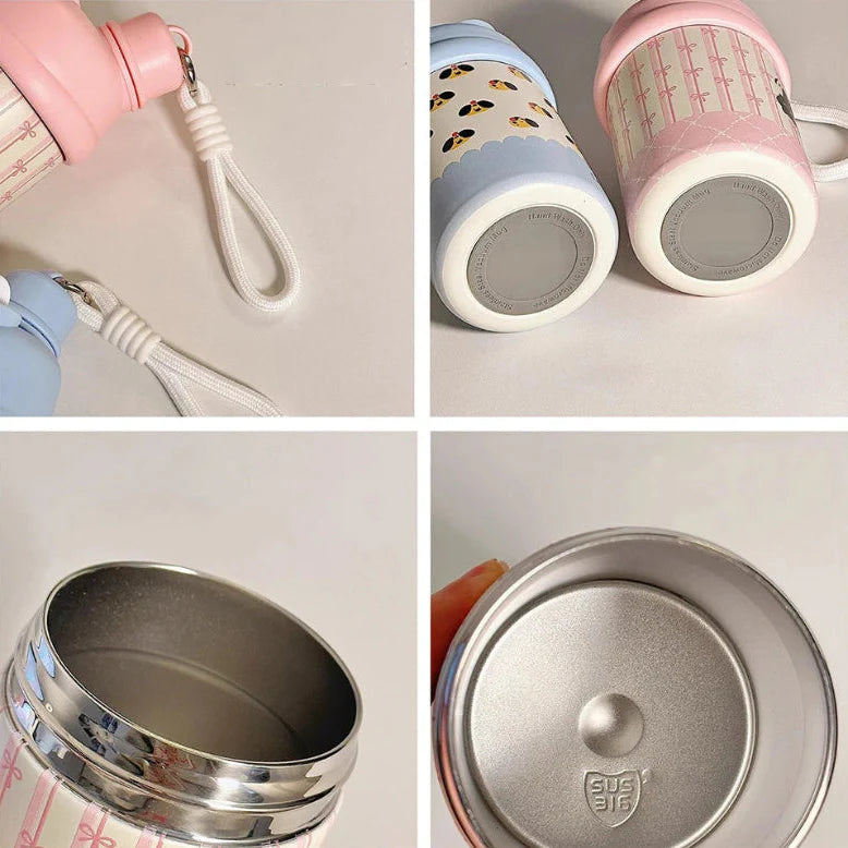 Bouteille Thermos Rose Chat Kawaii