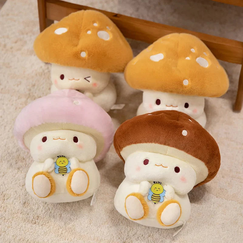 Peluches Kawaii Champignon et Abeille