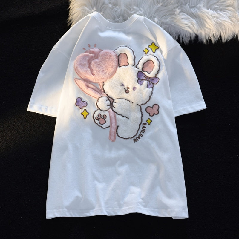 Camiseta de conejito de tulipán esponjoso