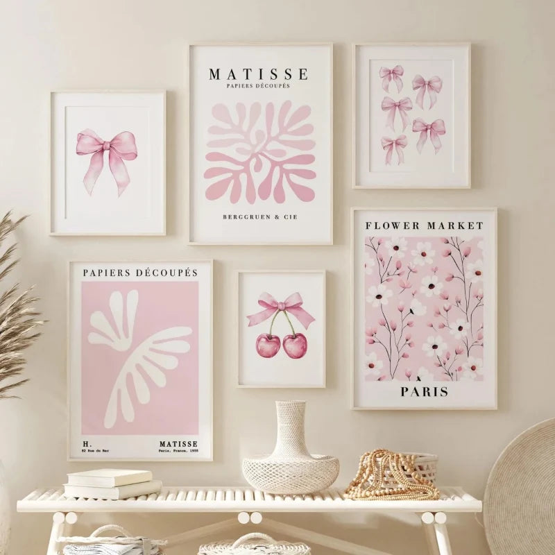 Kawaii Pastel Pink Prints Unframed 1-6PCS