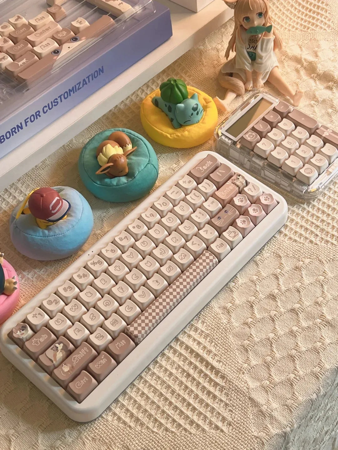 Juego de teclas de teclado con diseño de gato kawaii