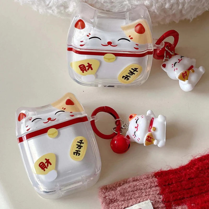 Kawaii Lucky Cat Wireless Earbuds Case
