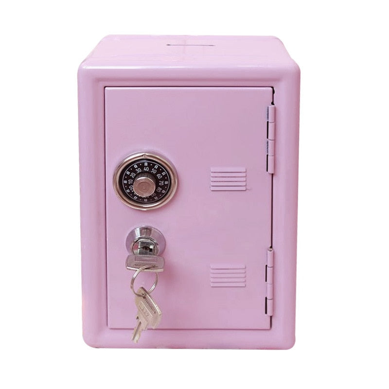 Pequeña caja fuerte rosa