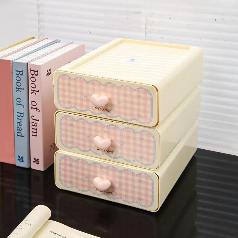 Pastel Gingham Desktop Stationery Organizer