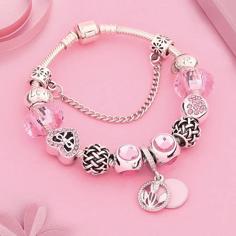 Bracelets à breloques roses Kawaii