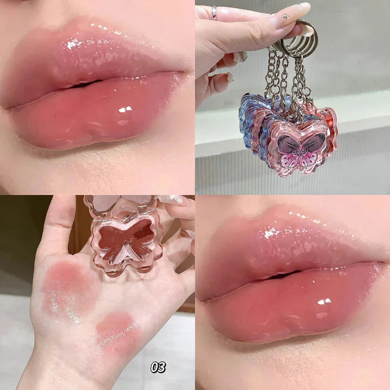 Porte-clés brillant à lèvres papillon