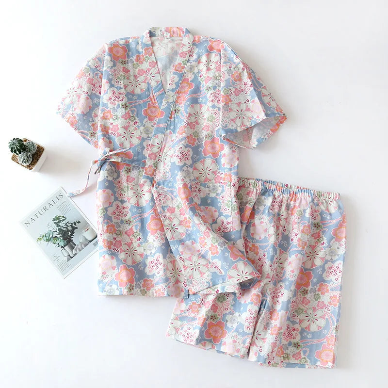 Kawaii Kimono Style Floral Pajamas