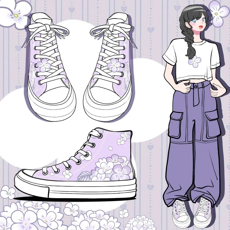 Kawaii Pastel Lavender High Tops