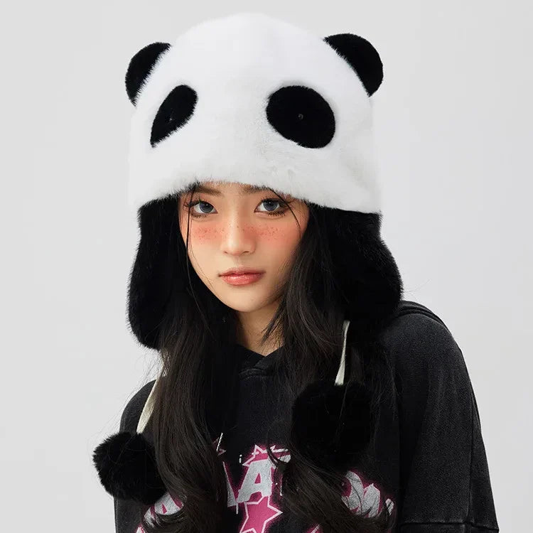 Chapeau panda en peluche