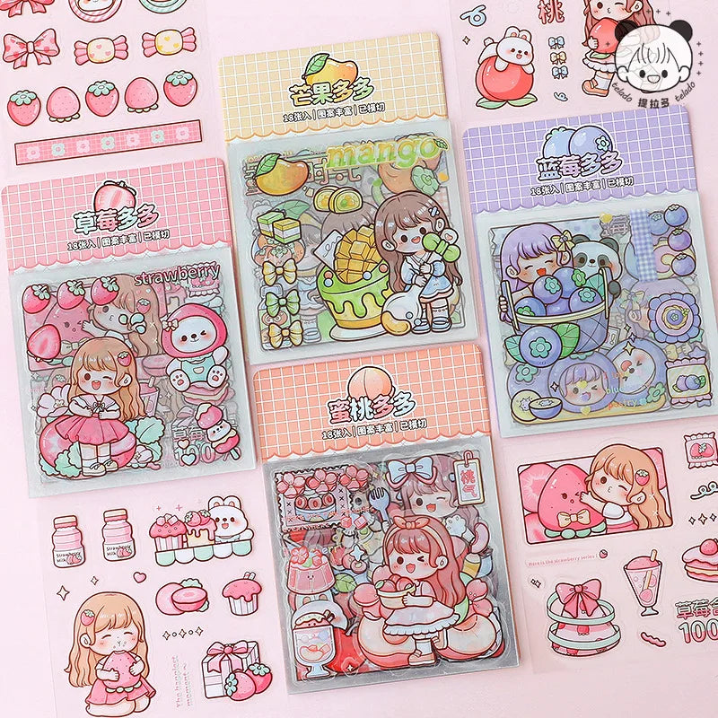 Autocollants de scrapbooking Kawaii Girl &amp; Fruit
