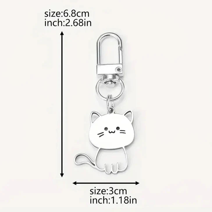 Silvery Cat Kawaii Keychain