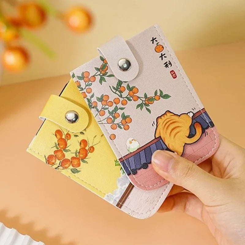 Kawaii Persimmon Cuties Protected Card Holder