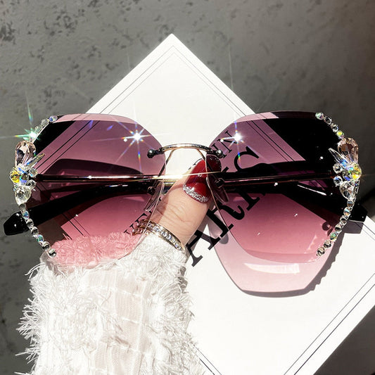 Lunettes de soleil sans monture en strass