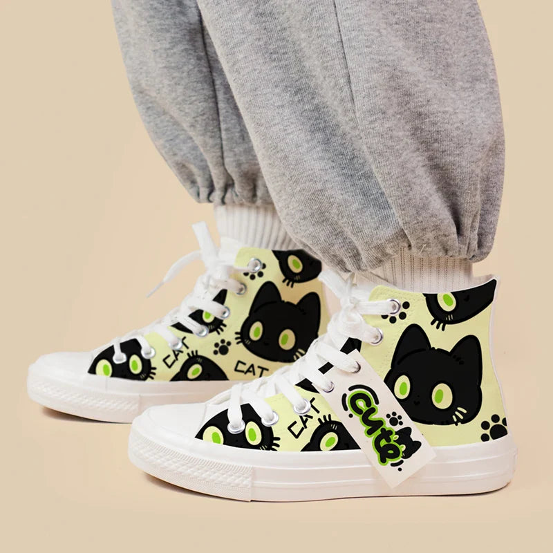 Adorable Black Cute Kitty Sneakers