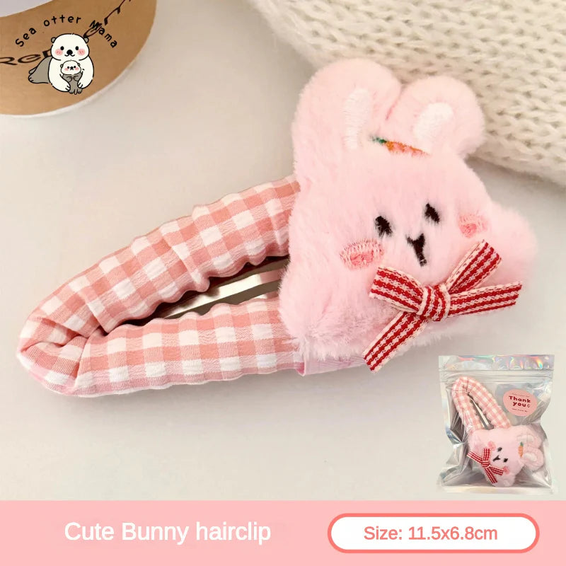Pinces à cheveux animaux en peluche mignons