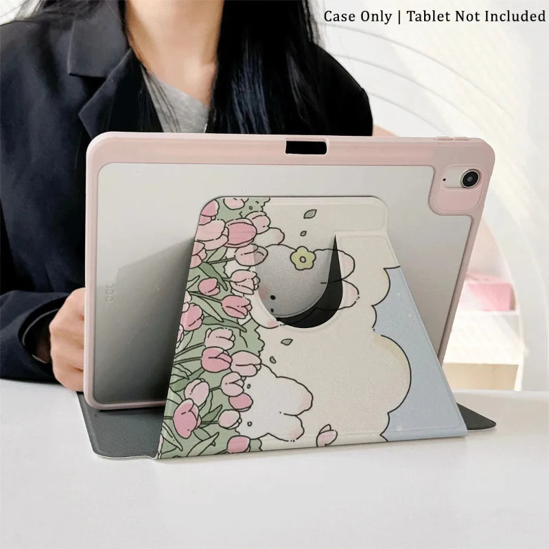 Kawaii Tulips & Bunnies Tablet Case