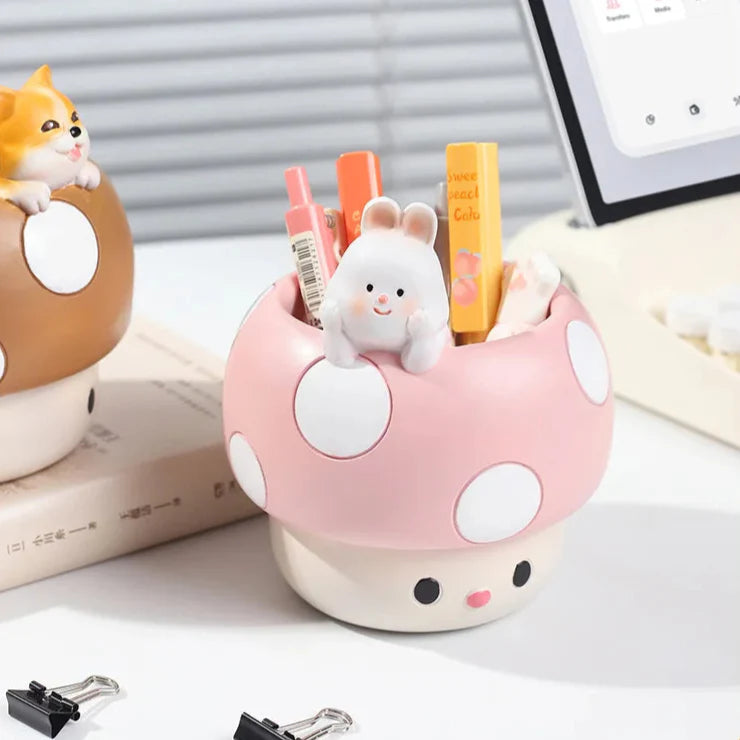 Pots de plantes succulentes en forme de champignons kawaii