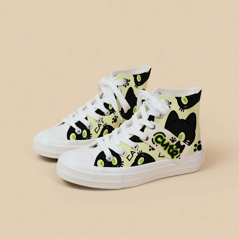 Adorable Black Cute Kitty Sneakers