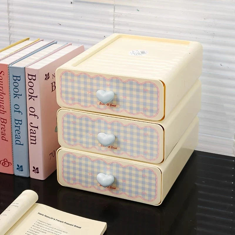 Pastel Gingham Desktop Stationery Organizer