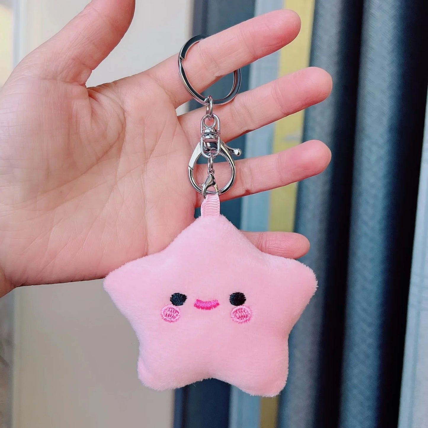 Porte-clés pendentif en peluche étoile kawaii