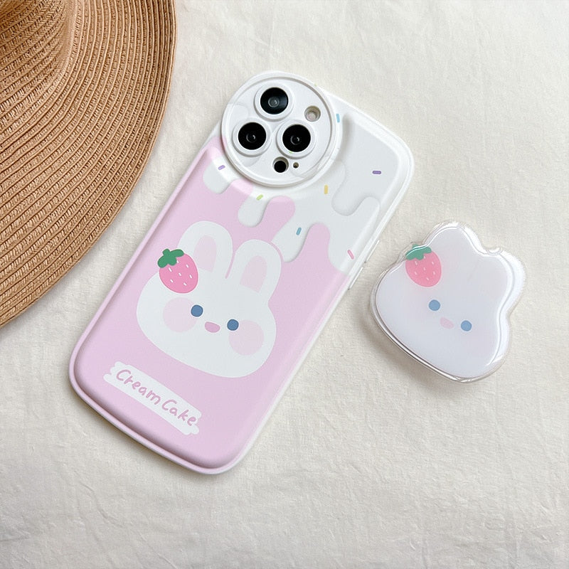 Coque iPhone lapin en glace à la fraise