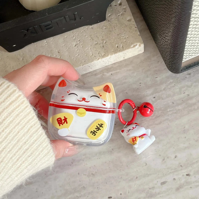 Kawaii Lucky Cat Wireless Earbuds Case