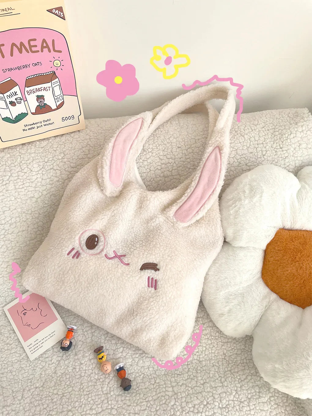 Bolsas de mano de conejito y oso kawaii
